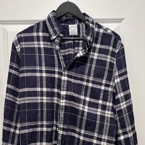 Brooks Brothers Men's Navy and White Checkered Shirt